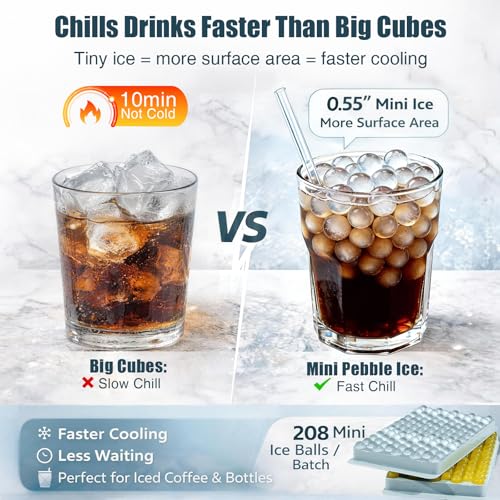 Smart Home WIBIMEN Mini Ice Cube Trays, 0.55” Tiny Pebble Ice for for Daily Use
