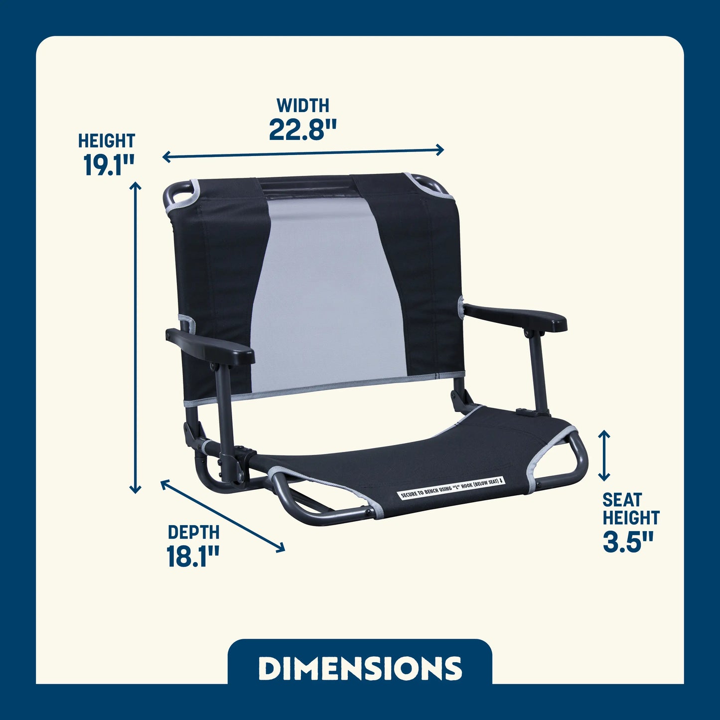 Compact Cushion Big Comfort Stadium Chair with Armrests - Choice 465 - Lightweight Folding Bleacher Chair with Cushioning Detail