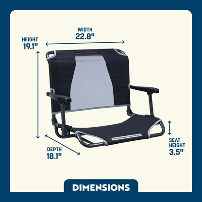 Compact Cushion Big Comfort Stadium Chair with Armrests - Choice 465 - Lightweight Folding Bleacher Chair with Cushioning Detail