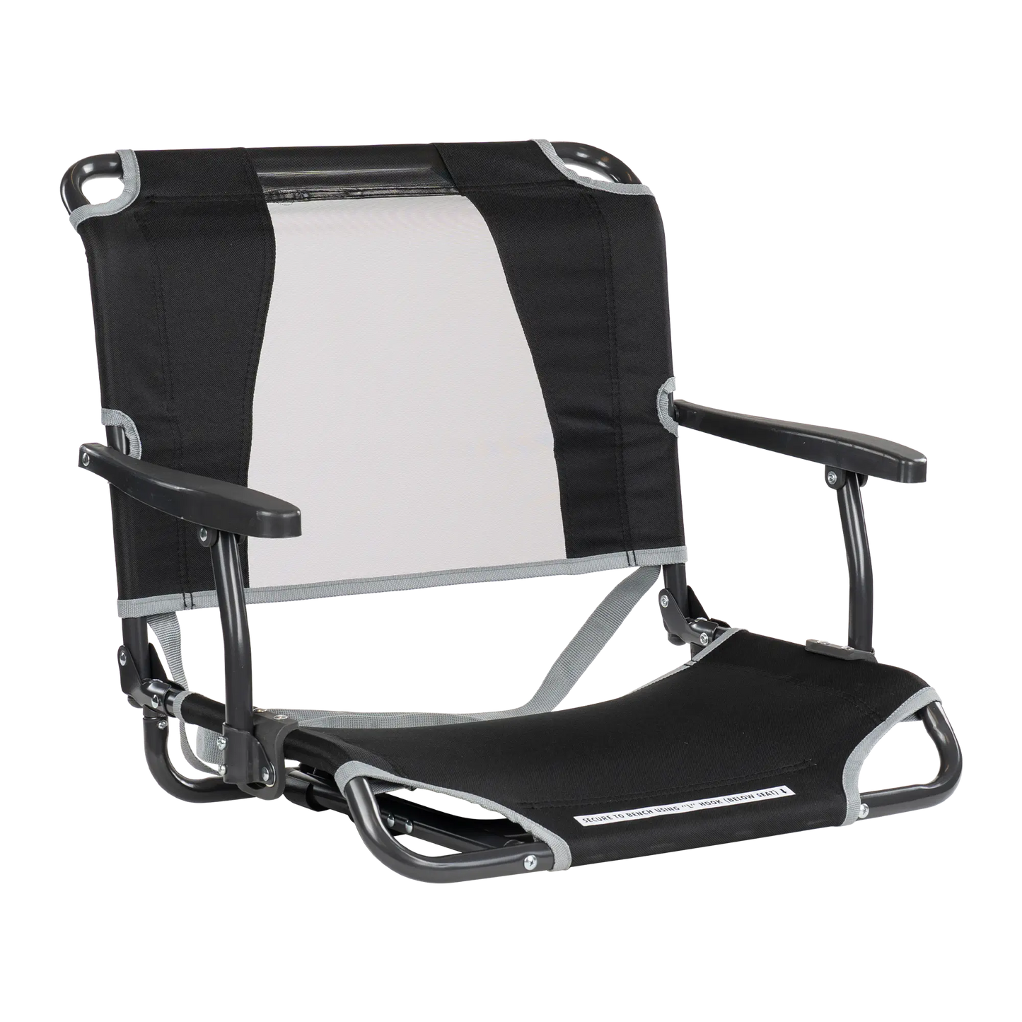 Compact Cushion Big Comfort Stadium Chair with Armrests - Choice 465 - Lightweight Folding Bleacher Chair with Cushioning - Black