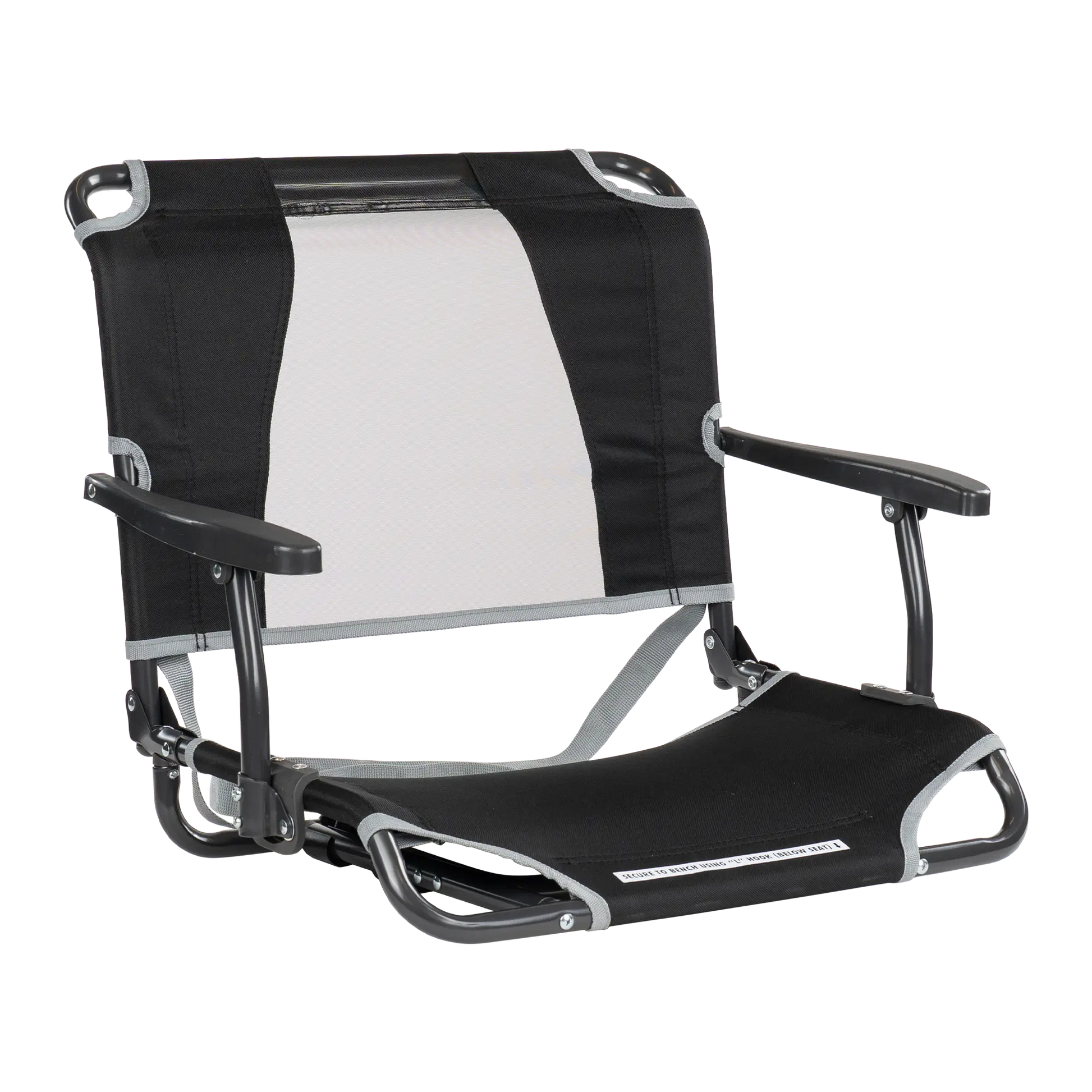 Compact Cushion Big Comfort Stadium Chair with Armrests - Choice 465 - Lightweight Folding Bleacher Chair with Cushioning - Black