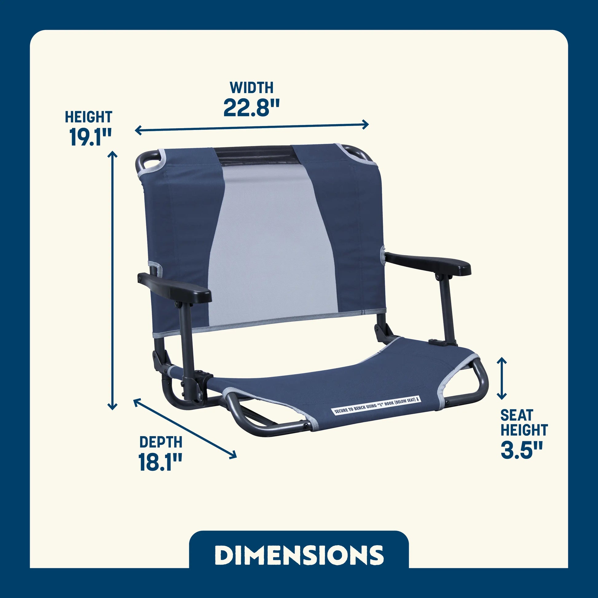 Compact Cushion Big Comfort Stadium Chair with Armrests - Choice 465 - Lightweight Folding Bleacher Chair with Cushioning Detail