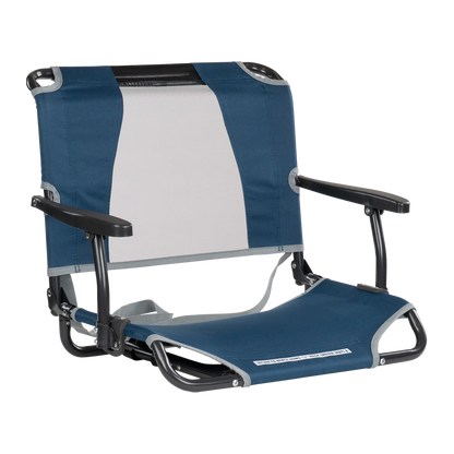 Compact Cushion Big Comfort Stadium Chair with Armrests - Choice 465 - Lightweight Folding Bleacher Chair with Cushioning - Navy