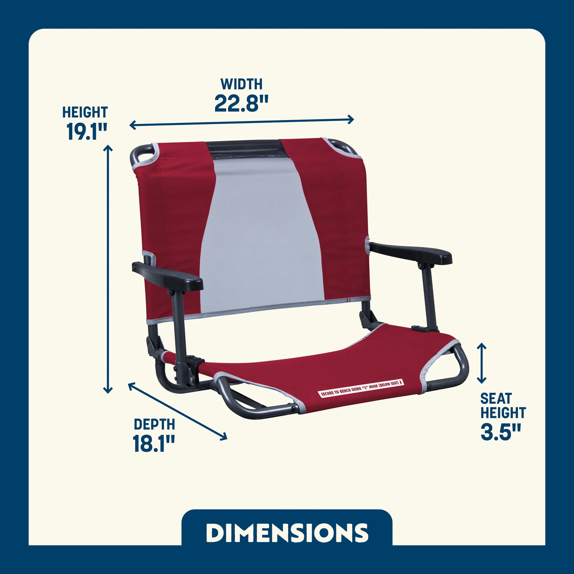 Compact Cushion Big Comfort Stadium Chair with Armrests - Choice 465 - Lightweight Folding Bleacher Chair with Cushioning Detail