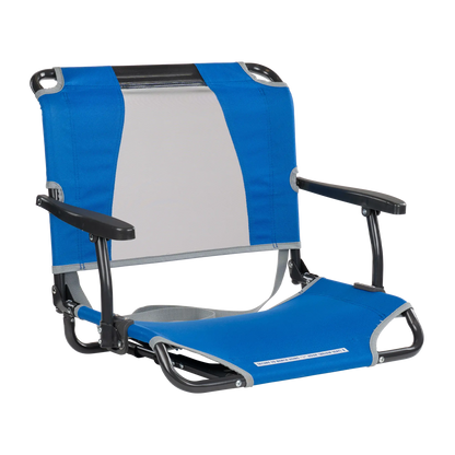 Compact Cushion Big Comfort Stadium Chair with Armrests - Choice 465 - Lightweight Folding Bleacher Chair with Cushioning - Royal Blue