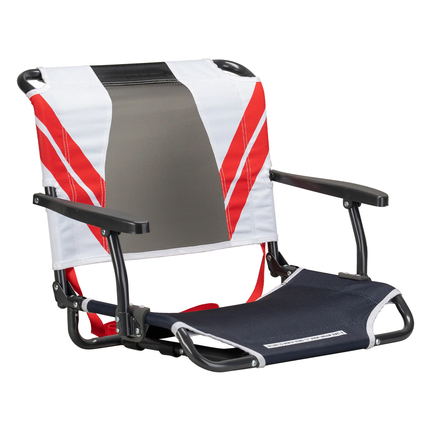 Compact Cushion Big Comfort Stadium Chair with Armrests - Choice 465 - Lightweight Folding Bleacher Chair with Cushioning - Indigo/White/Red