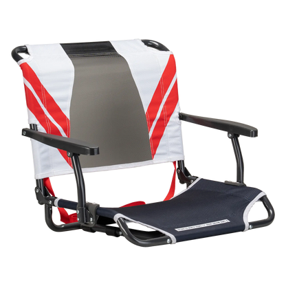 Compact Cushion Big Comfort Stadium Chair with Armrests - Choice 465 - Lightweight Folding Bleacher Chair with Cushioning - Indigo/White/Red