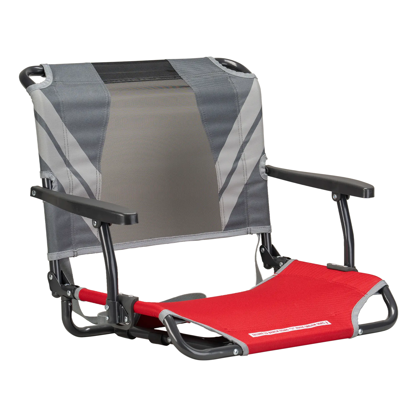 Compact Cushion Big Comfort Stadium Chair with Armrests - Choice 465 - Lightweight Folding Bleacher Chair with Cushioning - Red/Gray