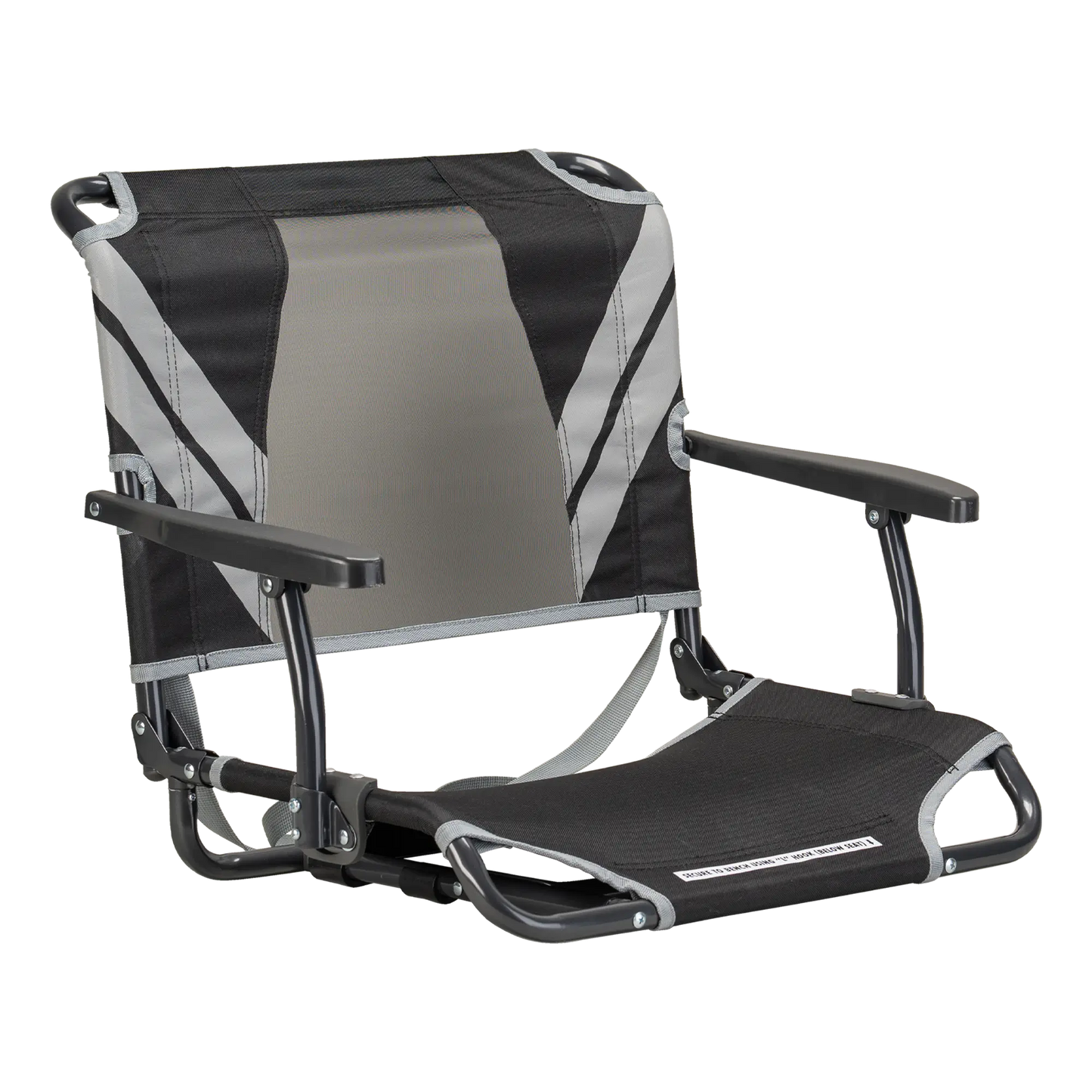 Compact Cushion Big Comfort Stadium Chair with Armrests - Choice 465 - Lightweight Folding Bleacher Chair with Cushioning - Black/Gray