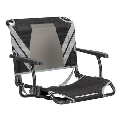 Compact Cushion Big Comfort Stadium Chair with Armrests - Choice 465 - Lightweight Folding Bleacher Chair with Cushioning - Black/Gray