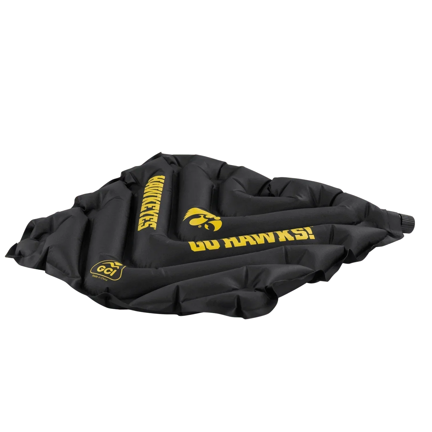 Compact Cushion College V Seat Inflatable Stadium Cushion - Iowa Hawkeyes - Choice 157 - Grandstand Cushion Seat with Secure Under-Bench Hooks Detail