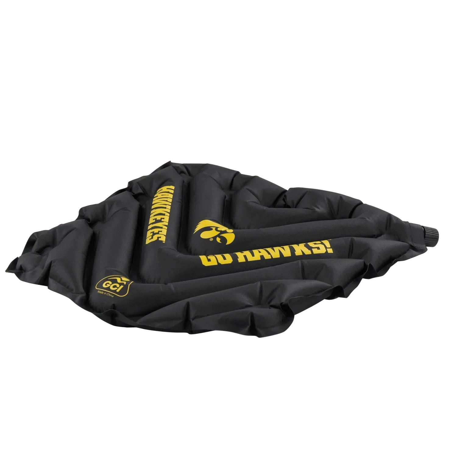 Compact Cushion College V Seat Inflatable Stadium Cushion - Iowa Hawkeyes - Choice 157 - Grandstand Cushion Seat with Secure Under-Bench Hooks Detail
