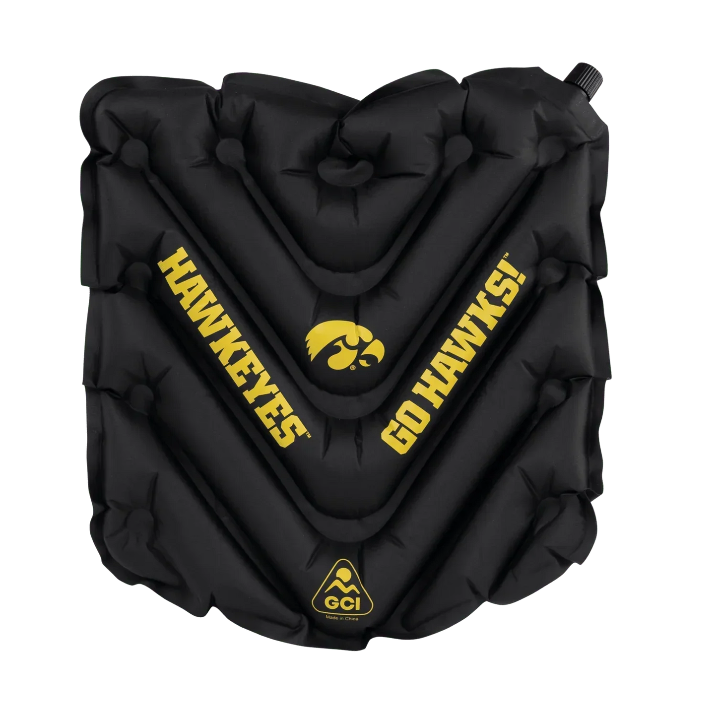 Compact Cushion College V Seat Inflatable Stadium Cushion - Iowa Hawkeyes - Choice 157 - Grandstand Cushion Seat with Secure Under-Bench Hooks - Default Title