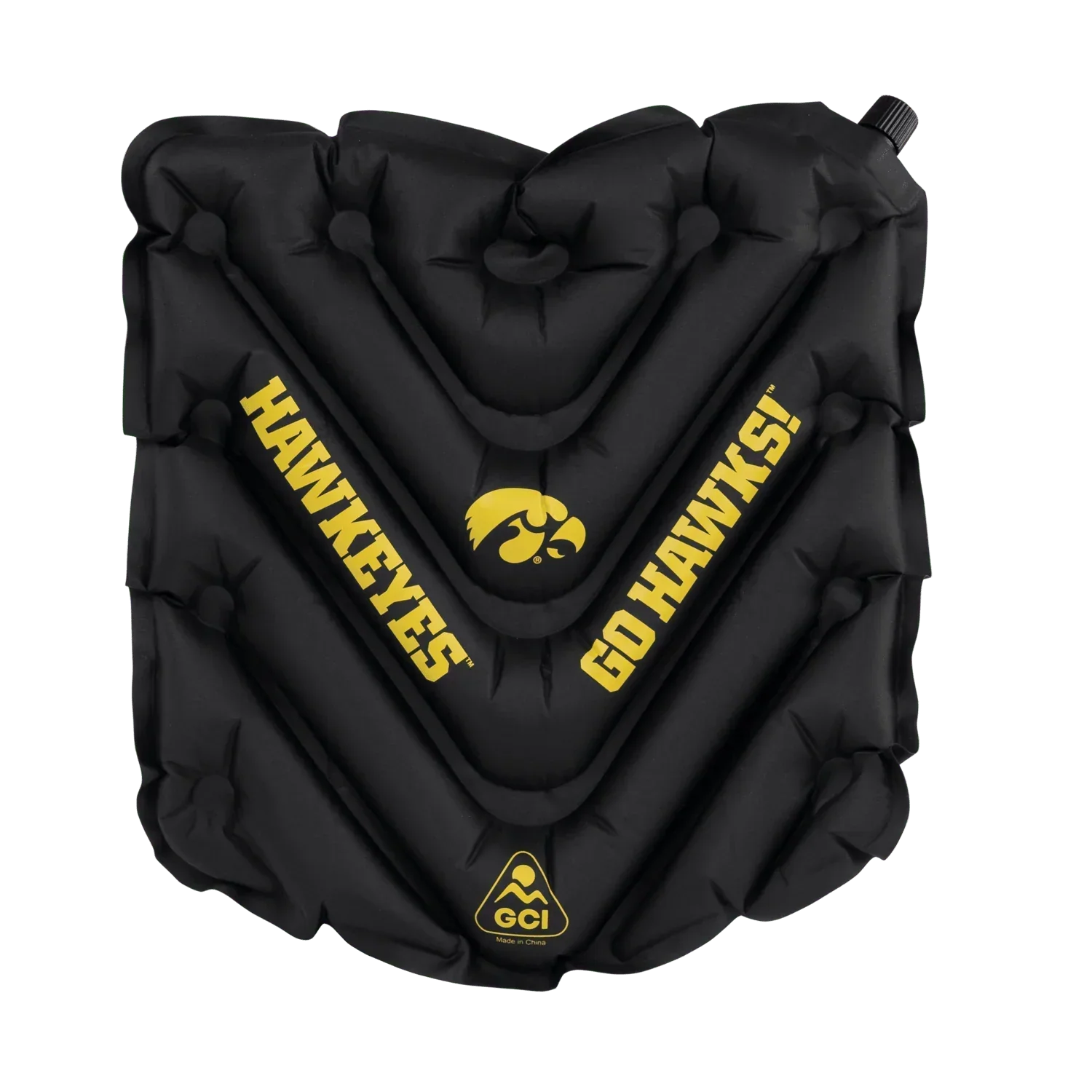Compact Cushion College V Seat Inflatable Stadium Cushion - Iowa Hawkeyes - Choice 157 - Grandstand Cushion Seat with Secure Under-Bench Hooks - Default Title