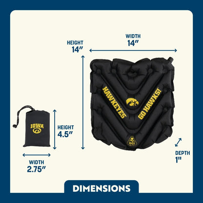 Compact Cushion College V Seat Inflatable Stadium Cushion - Iowa Hawkeyes - Choice 157 - Grandstand Cushion Seat with Secure Under-Bench Hooks Detail