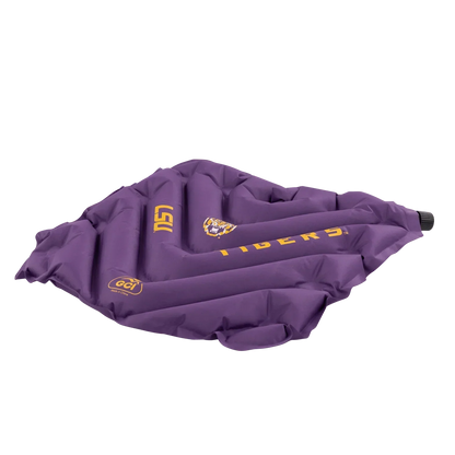Ergonomic Back-Support College V Seat Inflatable Stadium Cushion - LSU Tigers - Choice 762 - Lightweight Folding Bleacher Chair with Cushioning Detail