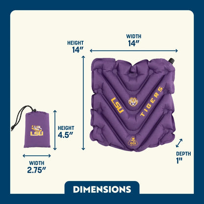 Ergonomic Back-Support College V Seat Inflatable Stadium Cushion - LSU Tigers - Choice 762 - Lightweight Folding Bleacher Chair with Cushioning Detail