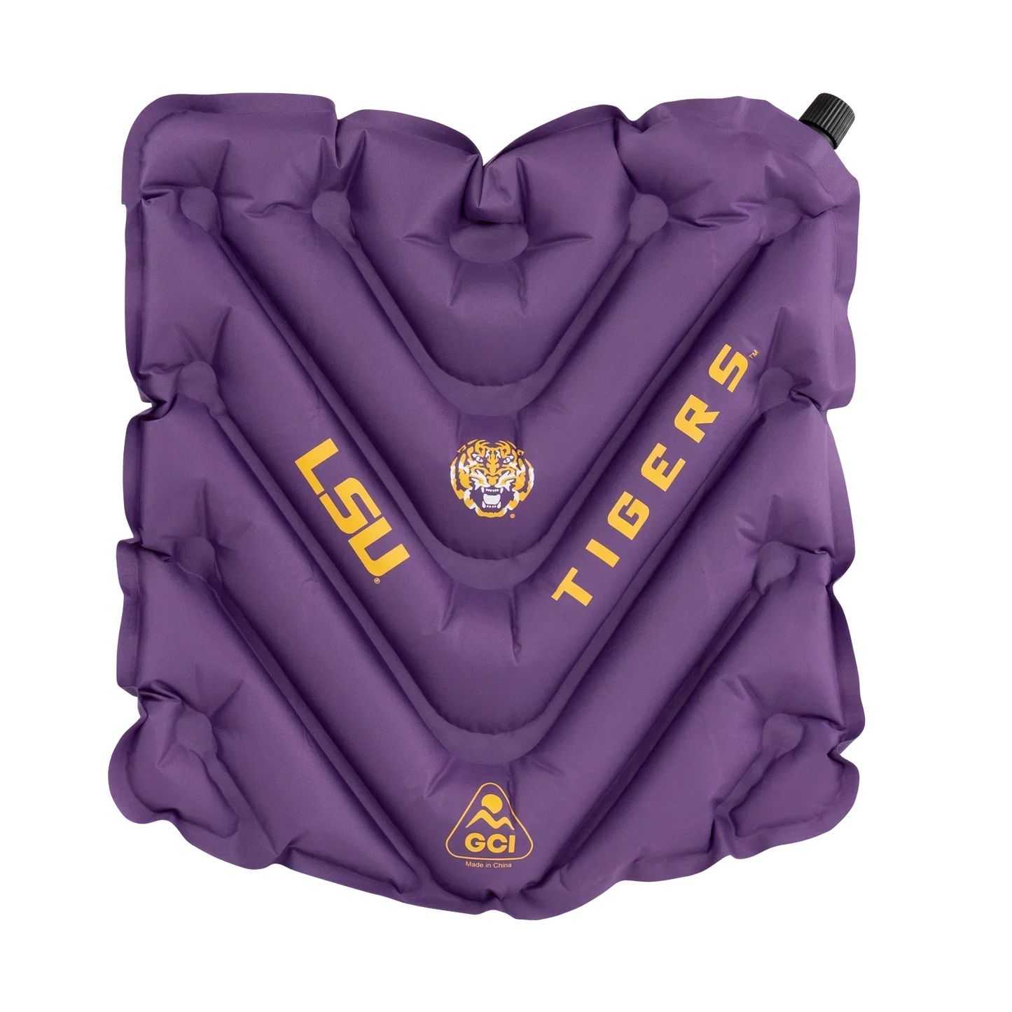 Ergonomic Back-Support College V Seat Inflatable Stadium Cushion - LSU Tigers - Choice 762 - Lightweight Folding Bleacher Chair with Cushioning - Default Title