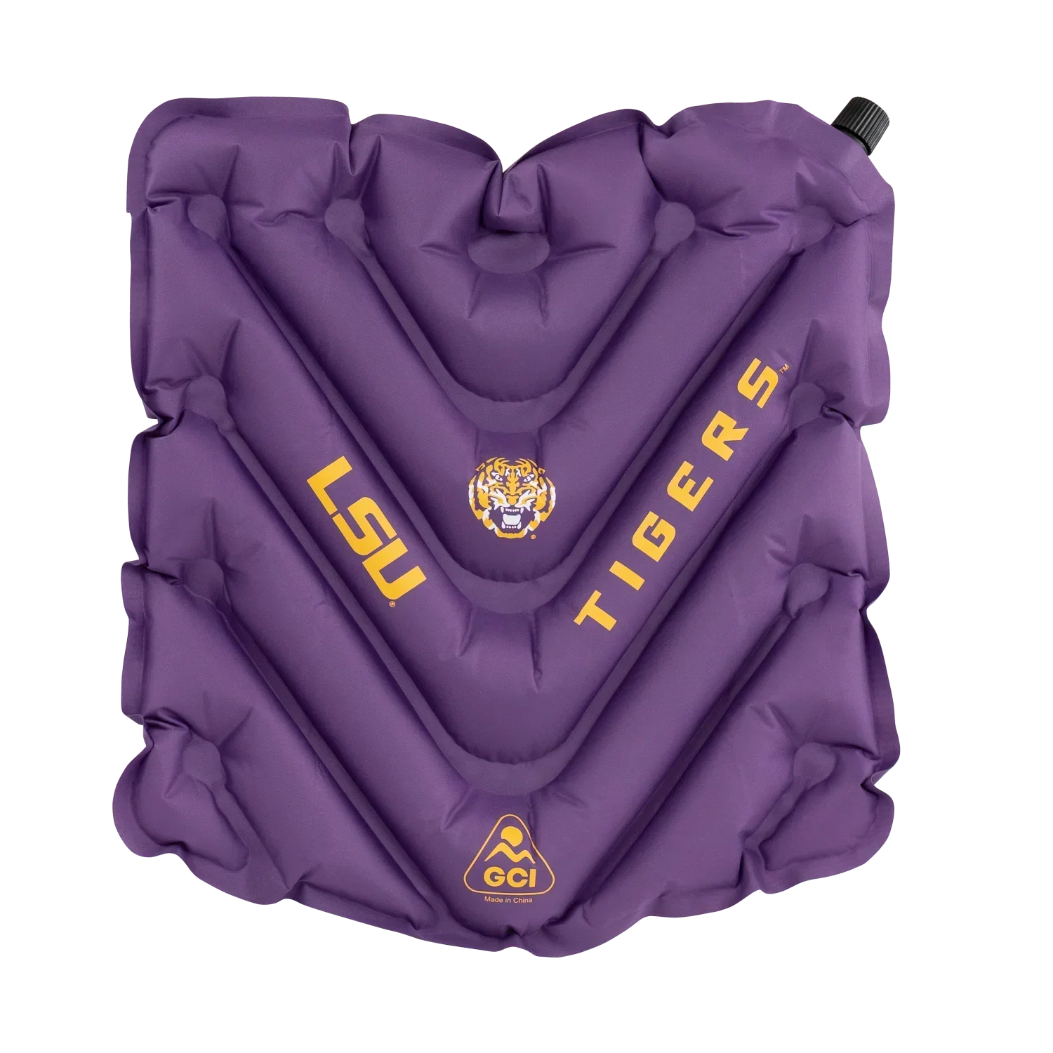 Ergonomic Back-Support College V Seat Inflatable Stadium Cushion - LSU Tigers - Choice 762 - Lightweight Folding Bleacher Chair with Cushioning - Default Title