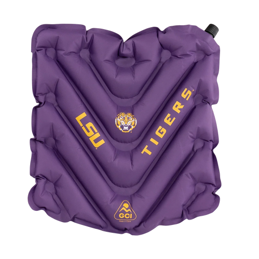 Ergonomic Back-Support College V Seat Inflatable Stadium Cushion - LSU Tigers - Choice 762 - Lightweight Folding Bleacher Chair with Cushioning - Default Title