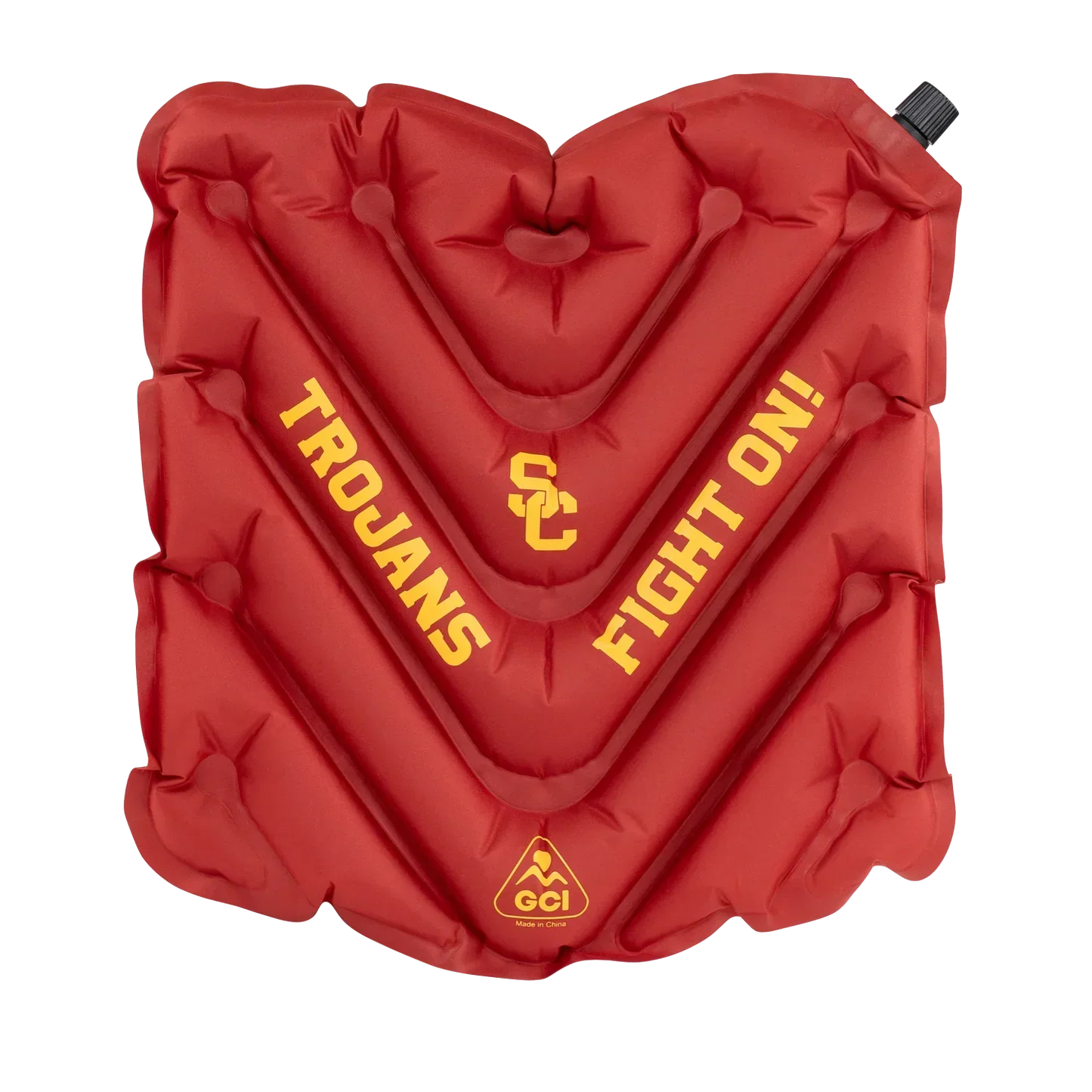 Compact Cushion College V Seat Inflatable Stadium Cushion - USC Trojans - Choice 523 - Grandstand Cushion Seat with Secure Under-Bench Hooks - Default Title
