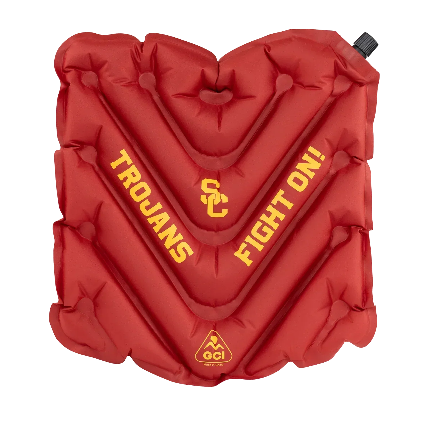 Compact Cushion College V Seat Inflatable Stadium Cushion - USC Trojans - Choice 523 - Grandstand Cushion Seat with Secure Under-Bench Hooks - Default Title