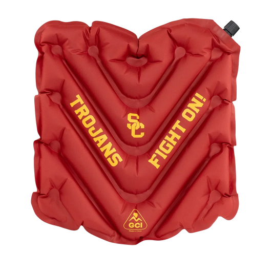 Compact Cushion College V Seat Inflatable Stadium Cushion - USC Trojans - Choice 523 - Grandstand Cushion Seat with Secure Under-Bench Hooks - Default Title