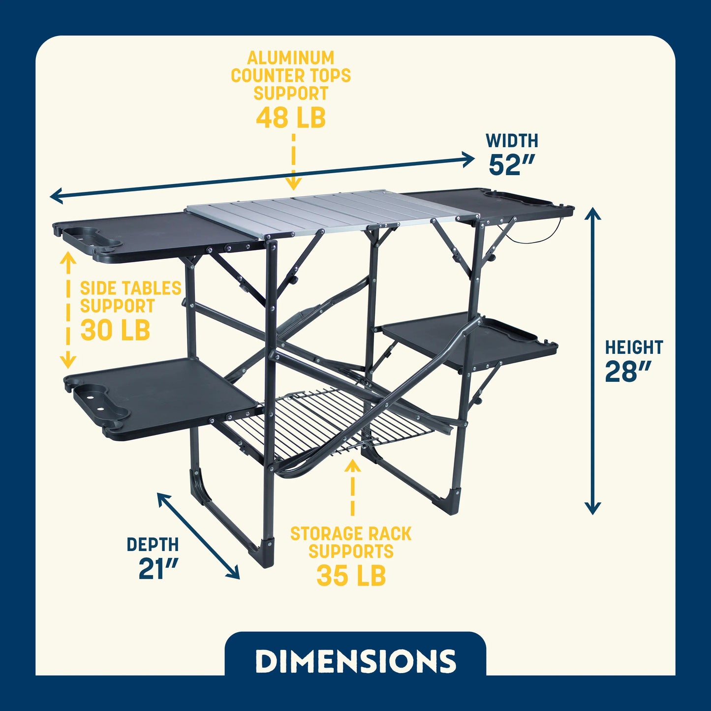 Compact Grilling Slim-Fold Cook Station - Choice 575 - Portable Compact BBQ Grilling Tool Set Detail