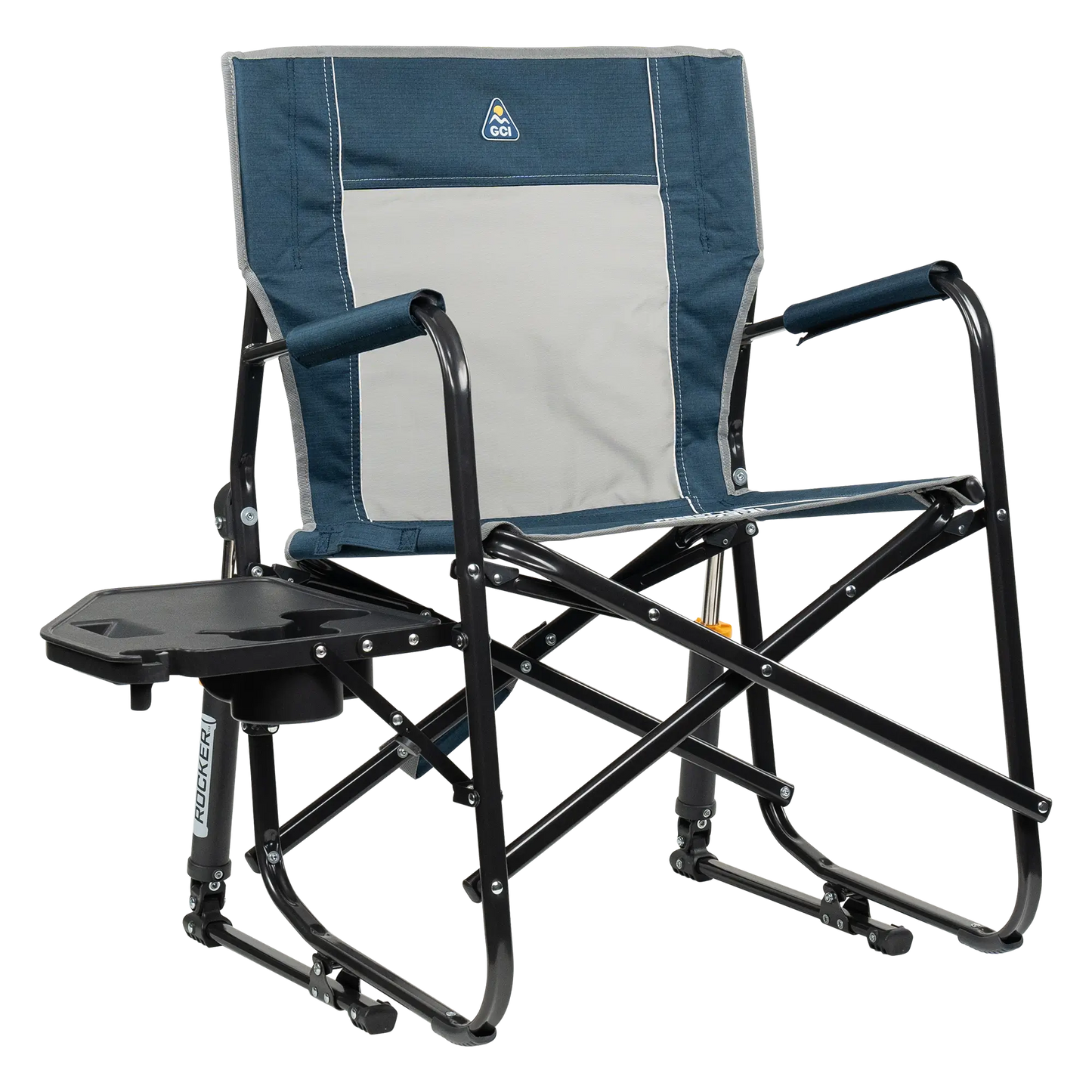 Heavy-Duty Freestyle Freestyle Rocker with Side Table - Choice 853 - RoadTrip Rocker Smooth Motion Camp Chair - Heathered Indigo
