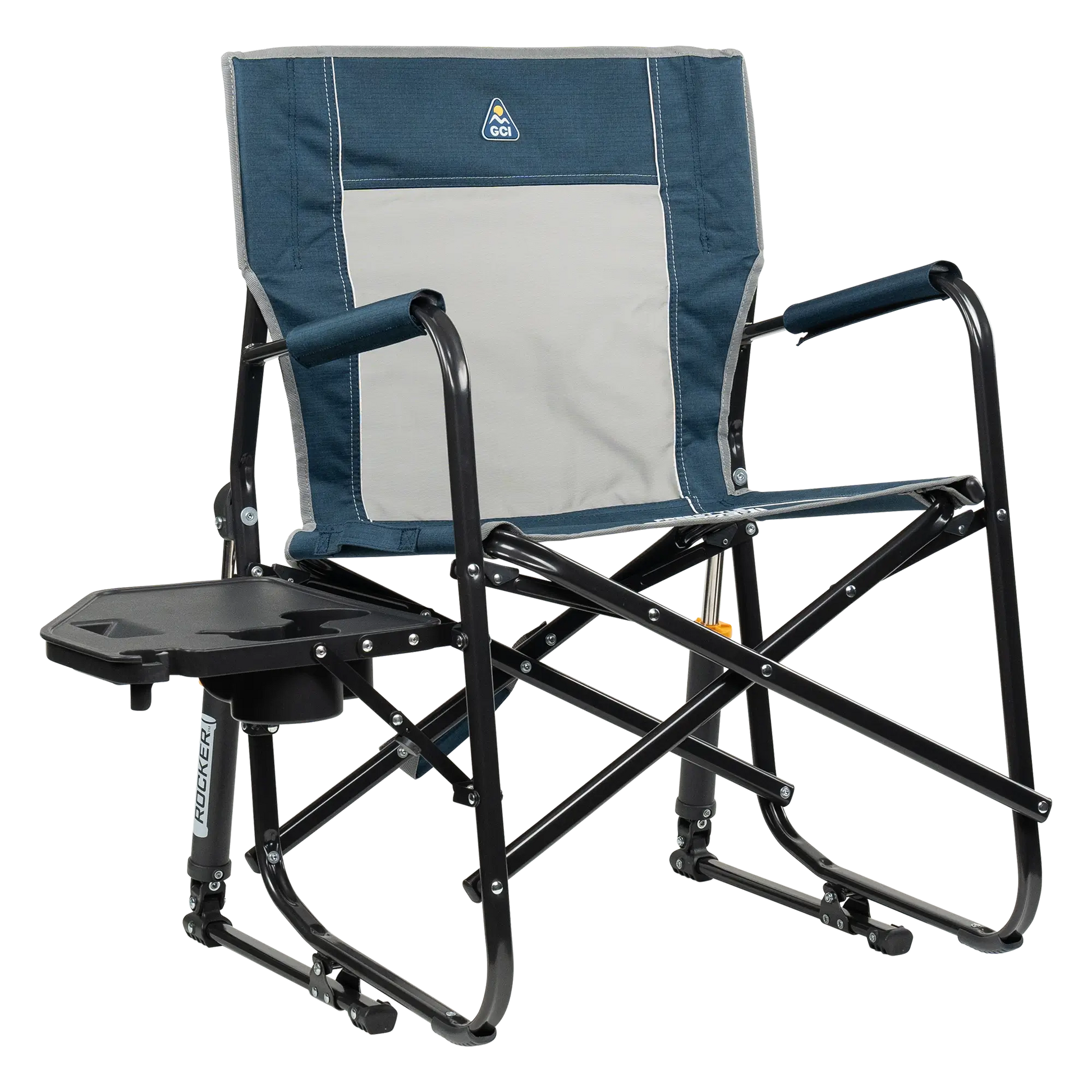 Heavy-Duty Freestyle Freestyle Rocker with Side Table - Choice 853 - RoadTrip Rocker Smooth Motion Camp Chair - Heathered Indigo