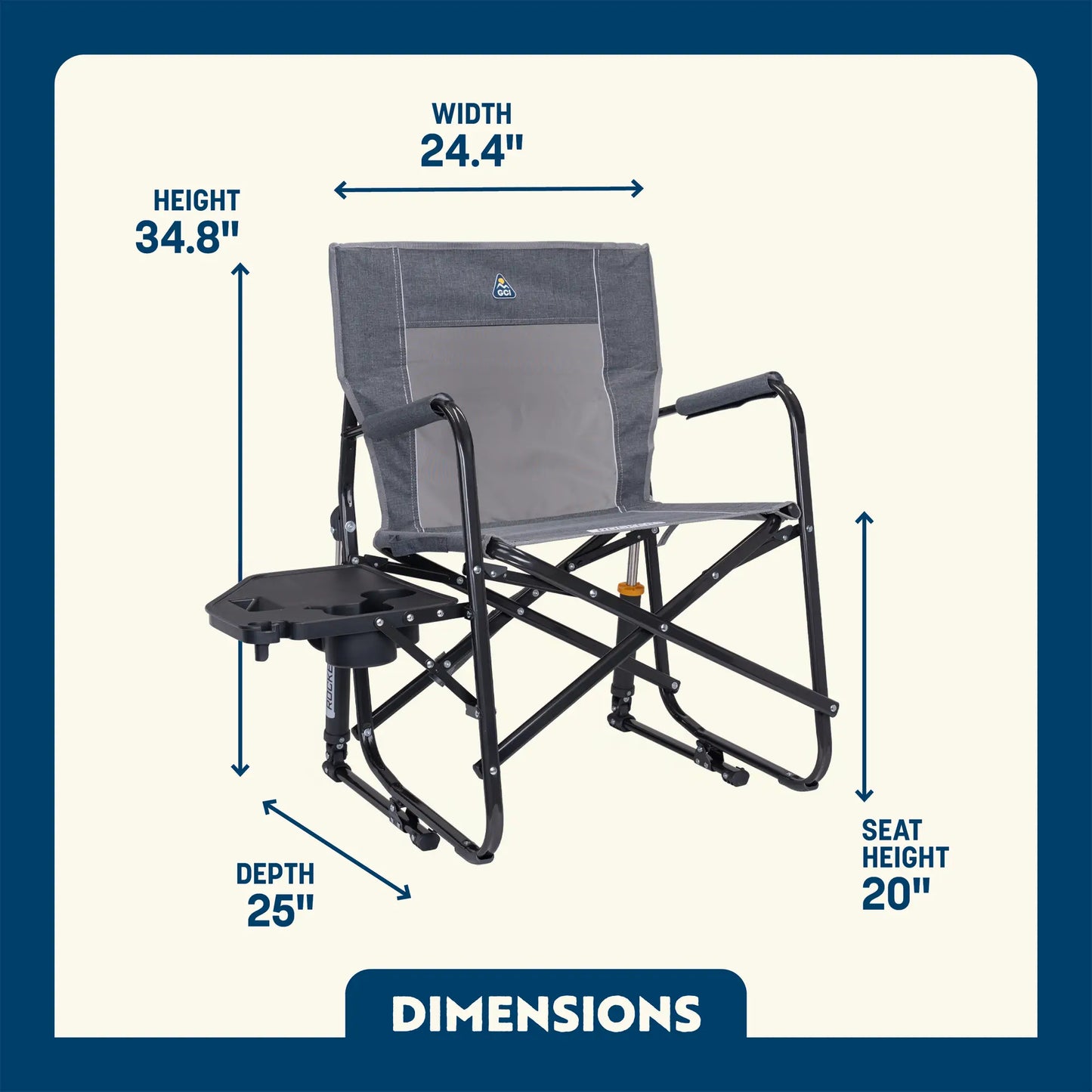 Heavy-Duty Freestyle Freestyle Rocker with Side Table - Choice 853 - RoadTrip Rocker Smooth Motion Camp Chair Detail
