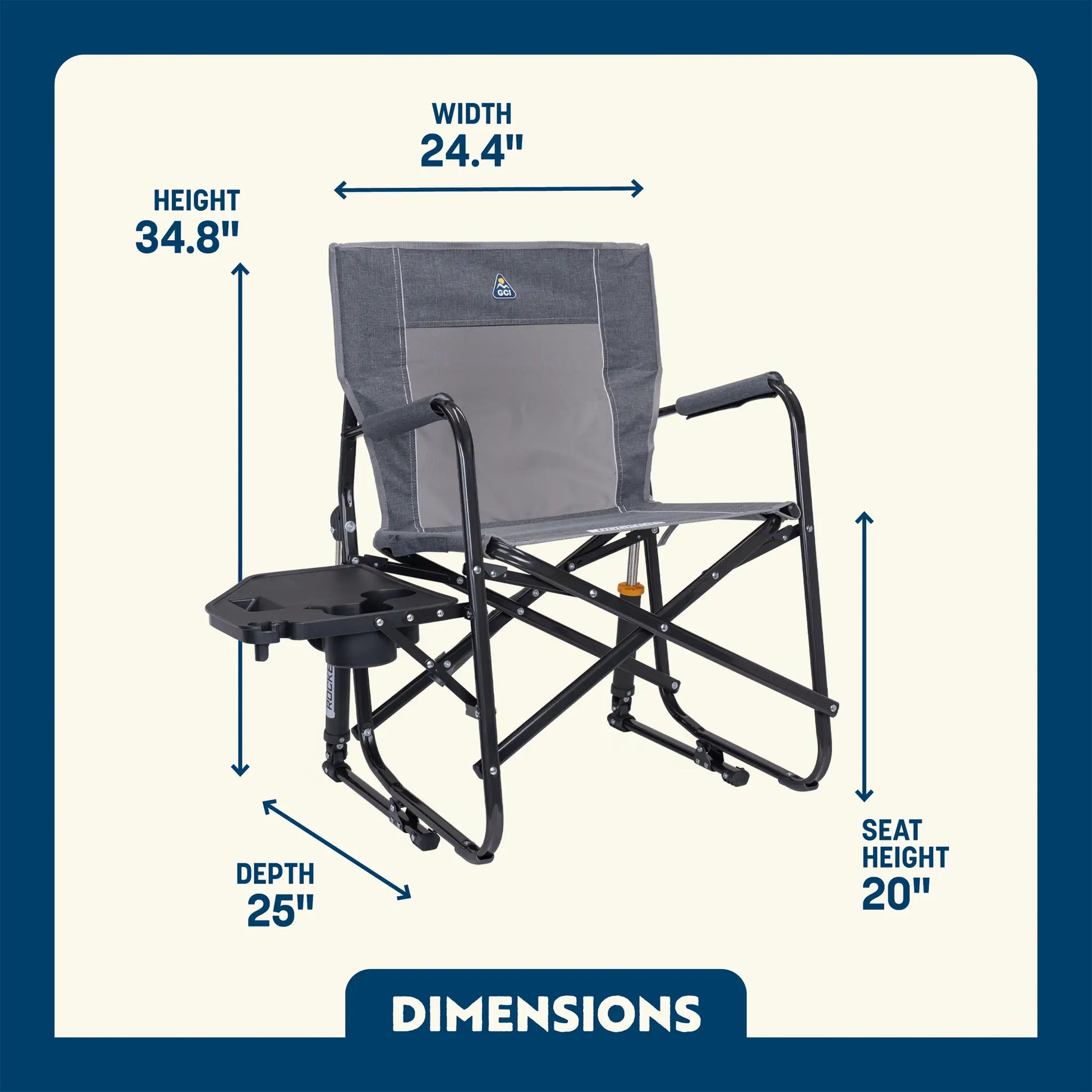 Heavy-Duty Freestyle Freestyle Rocker with Side Table - Choice 853 - RoadTrip Rocker Smooth Motion Camp Chair Detail