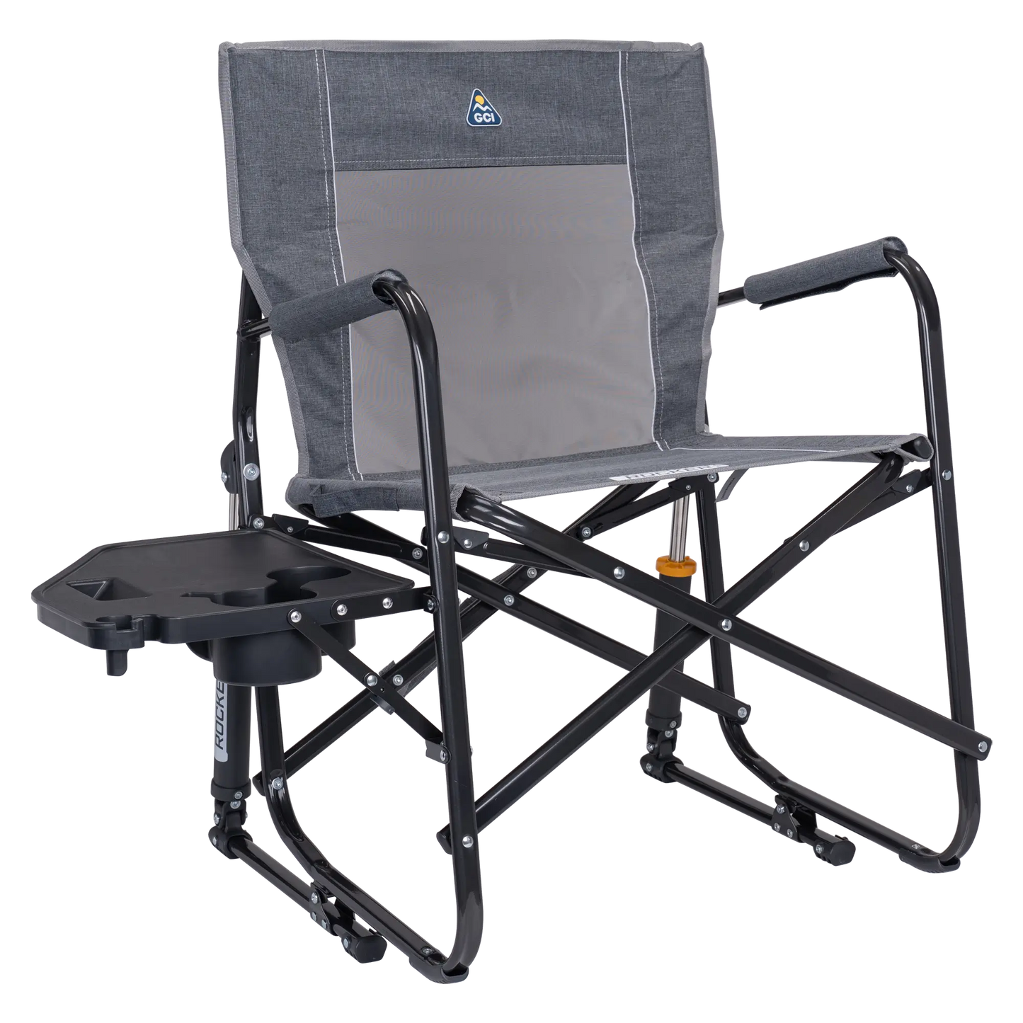 Heavy-Duty Freestyle Freestyle Rocker with Side Table - Choice 853 - RoadTrip Rocker Smooth Motion Camp Chair - Heathered Pewter