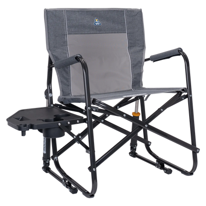 Heavy-Duty Freestyle Freestyle Rocker with Side Table - Choice 853 - RoadTrip Rocker Smooth Motion Camp Chair - Heathered Pewter
