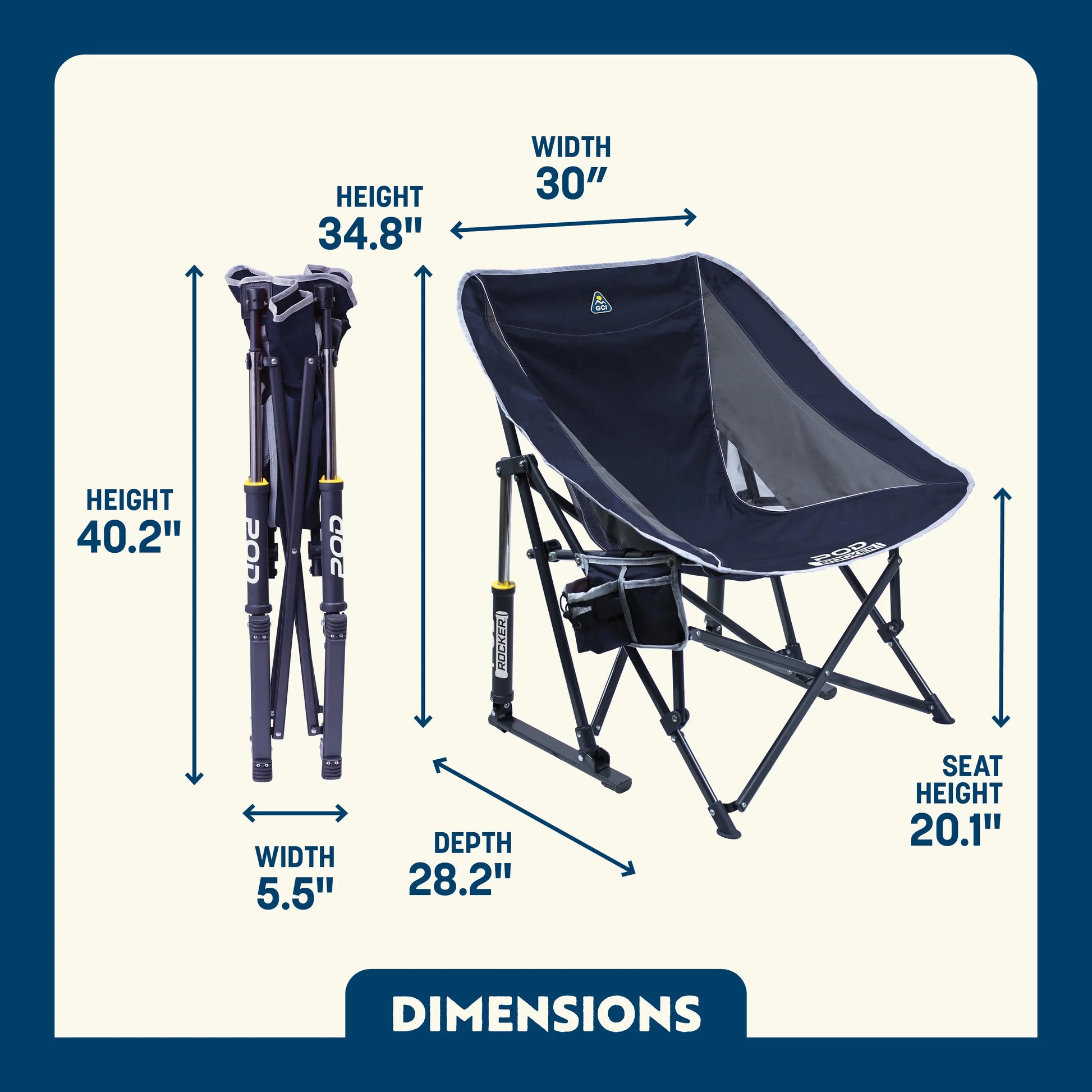 Smooth Motion Pod Rocker - Choice 933 - Freestyle Rocker Portable Outdoor Folding Chair Detail