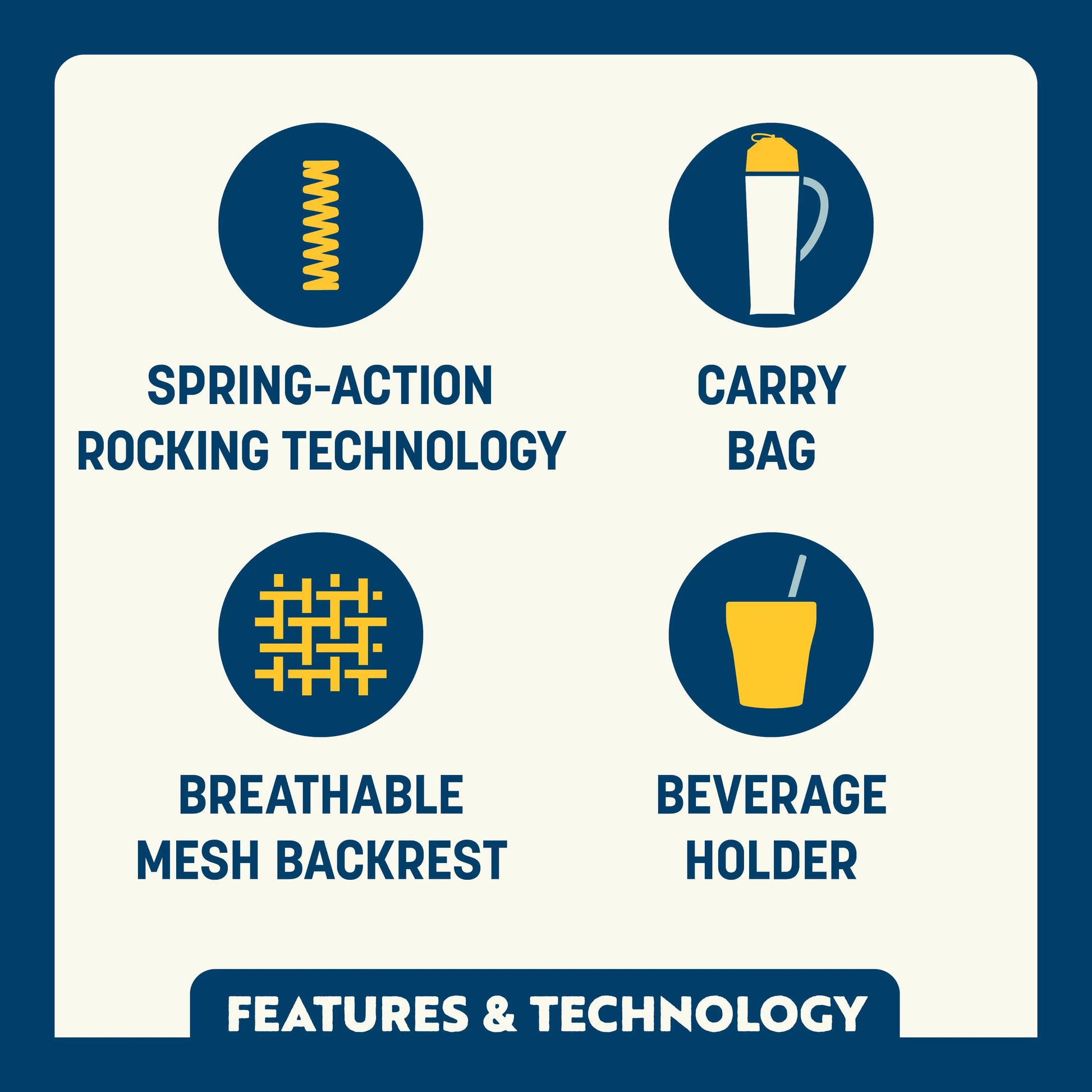 Heavy-Duty Freestyle RoadTrip Rocker - Choice 855 - Patented Spring-Action Rocking Chair for Camping Detail