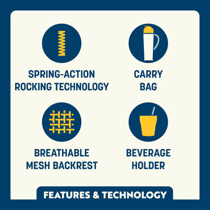 Heavy-Duty Freestyle RoadTrip Rocker - Choice 855 - Patented Spring-Action Rocking Chair for Camping Detail