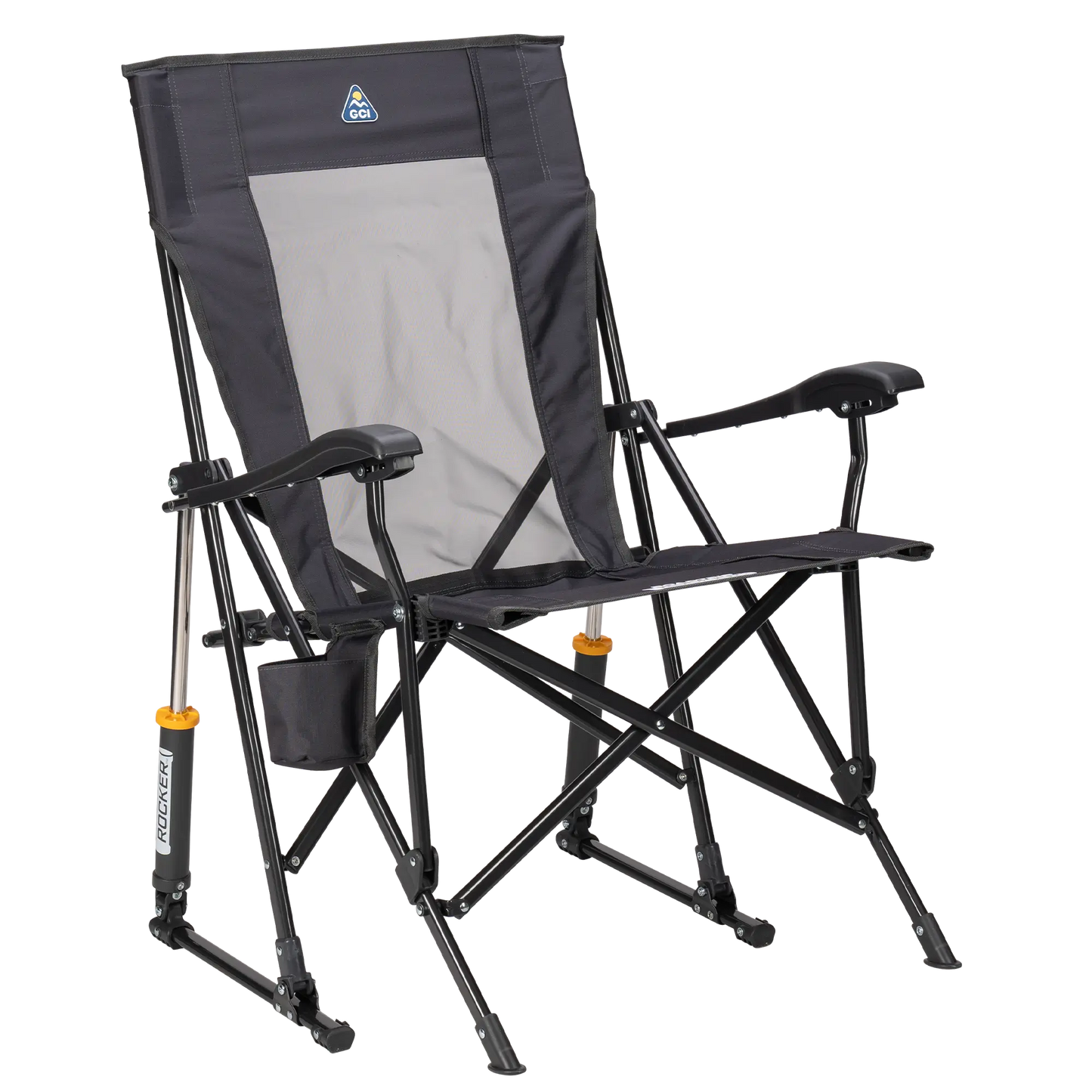 Heavy-Duty Freestyle RoadTrip Rocker - Choice 855 - Patented Spring-Action Rocking Chair for Camping - Dark Charcoal