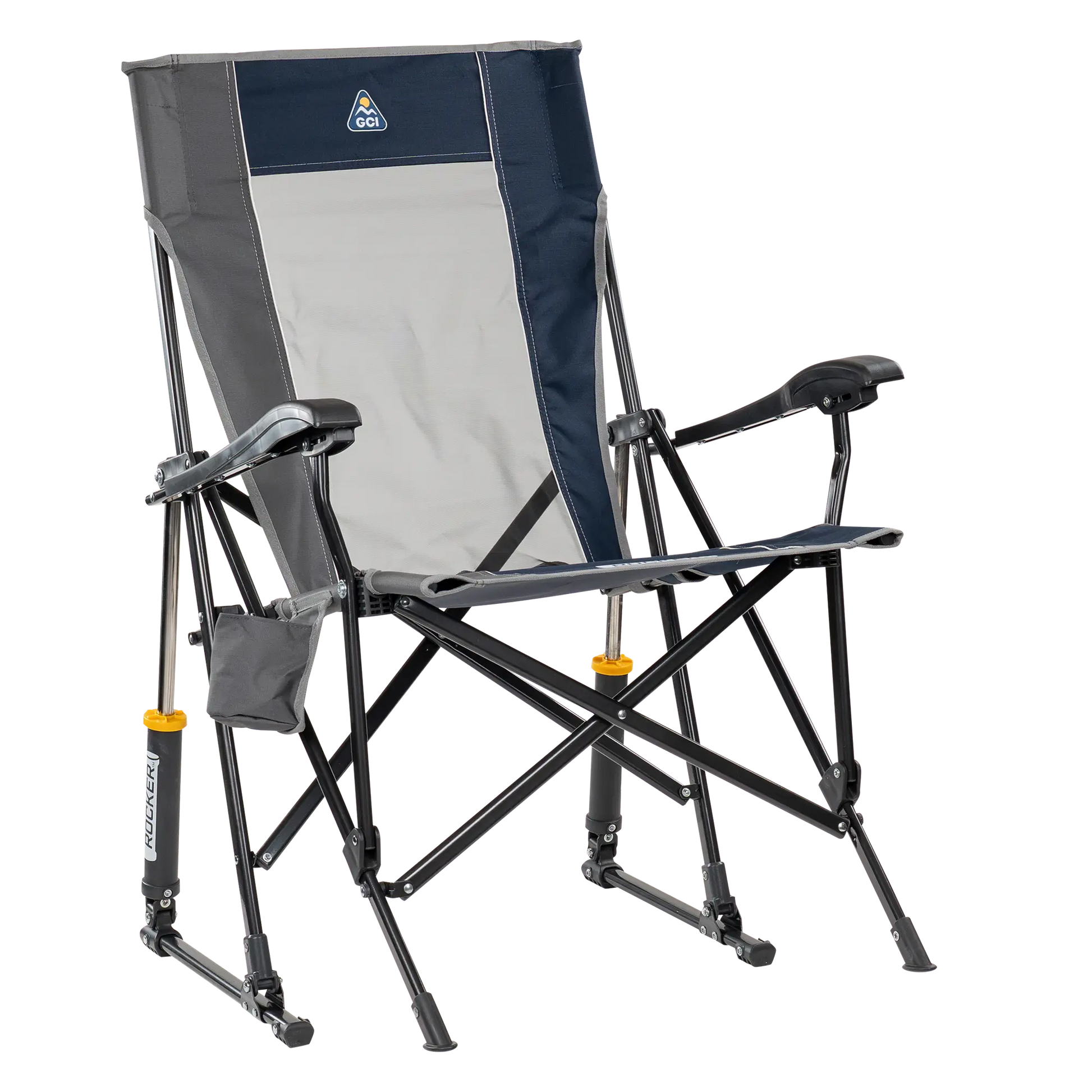 Heavy-Duty Freestyle RoadTrip Rocker - Choice 855 - Patented Spring-Action Rocking Chair for Camping - Indigo