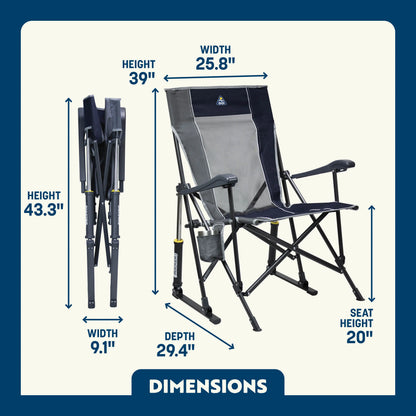 Heavy-Duty Freestyle RoadTrip Rocker - Choice 855 - Patented Spring-Action Rocking Chair for Camping Detail