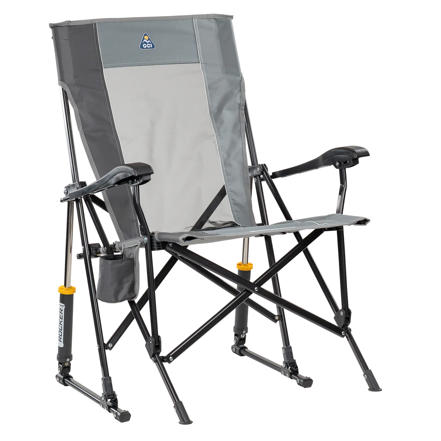 Heavy-Duty Freestyle RoadTrip Rocker - Choice 855 - Patented Spring-Action Rocking Chair for Camping - Mercury Gray