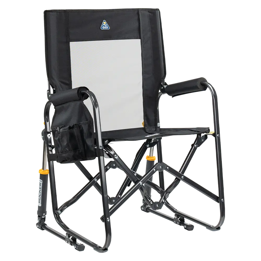 Luxury Camp Stowaway Rocker - Choice 794 - Freestyle Rocker Portable Outdoor Folding Chair - Black