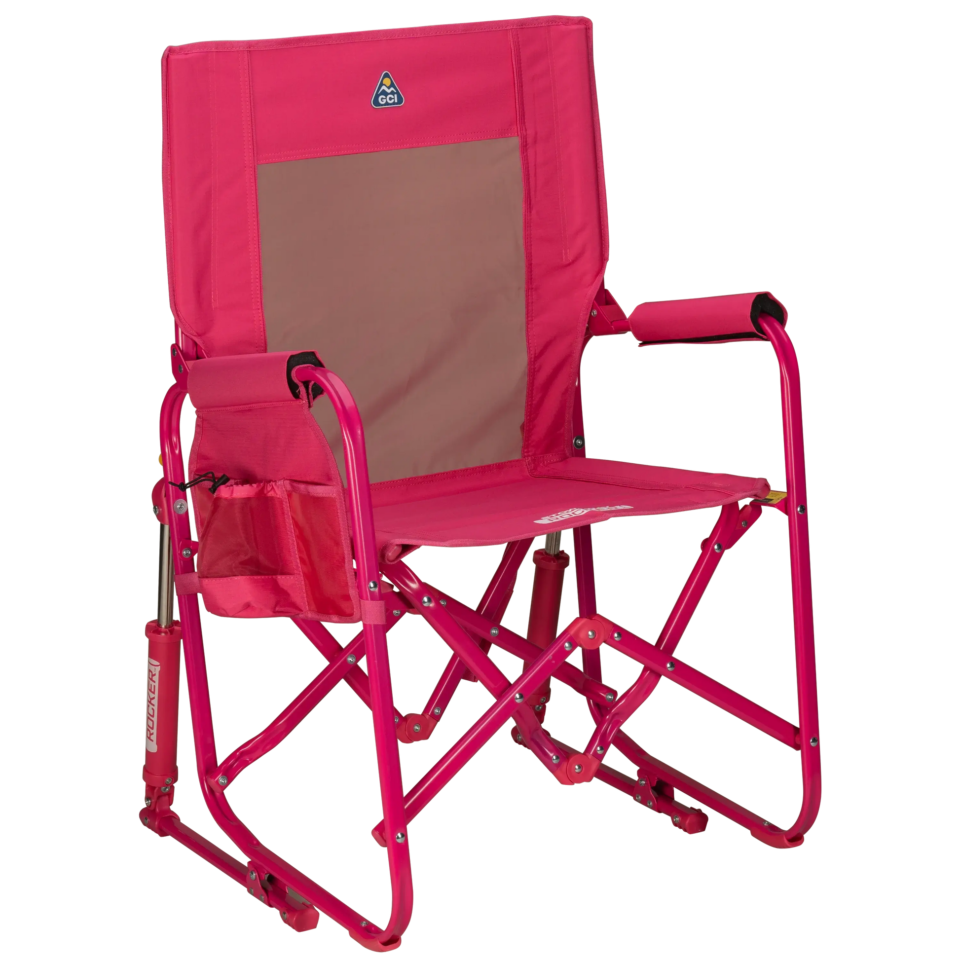 Luxury Camp Stowaway Rocker - Choice 794 - Freestyle Rocker Portable Outdoor Folding Chair - Bright Pink