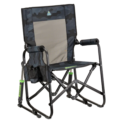 Luxury Camp Stowaway Rocker - Choice 794 - Freestyle Rocker Portable Outdoor Folding Chair - Stealth Camo