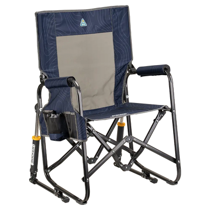 Luxury Camp Stowaway Rocker - Choice 794 - Freestyle Rocker Portable Outdoor Folding Chair - Navy Topo