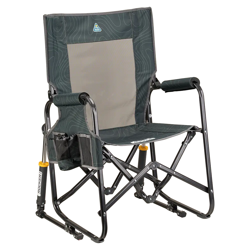 Luxury Camp Stowaway Rocker - Choice 794 - Freestyle Rocker Portable Outdoor Folding Chair - Hunter Topo