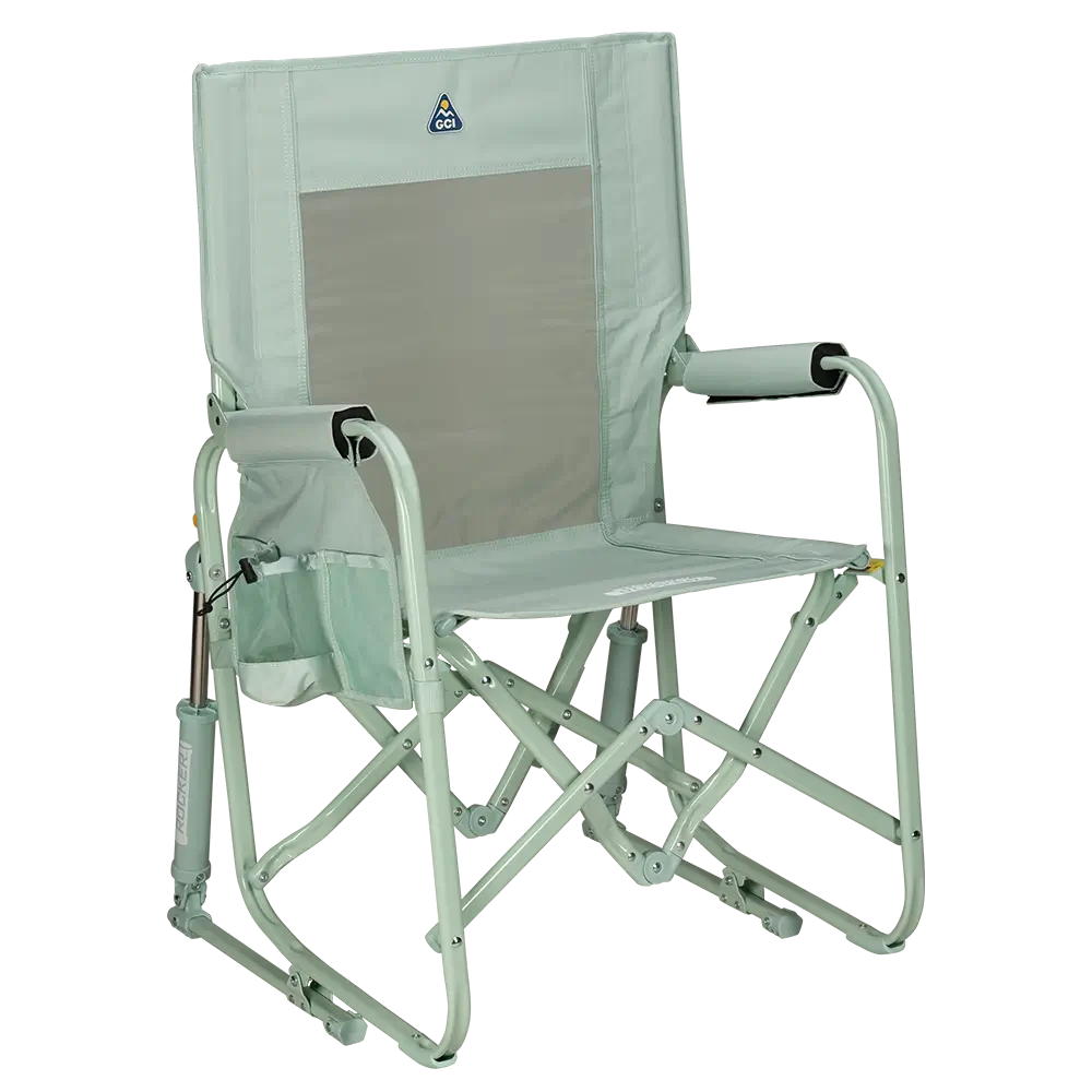 Luxury Camp Stowaway Rocker - Choice 794 - Freestyle Rocker Portable Outdoor Folding Chair - Pastel Green