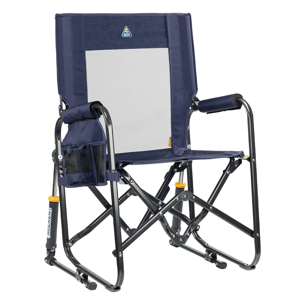 Luxury Camp Stowaway Rocker - Choice 794 - Freestyle Rocker Portable Outdoor Folding Chair - Tailgater Rich Blue