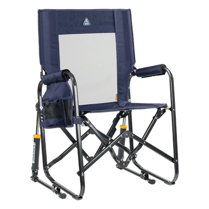 Luxury Camp Stowaway Rocker - Choice 794 - Freestyle Rocker Portable Outdoor Folding Chair - Tailgater Rich Blue