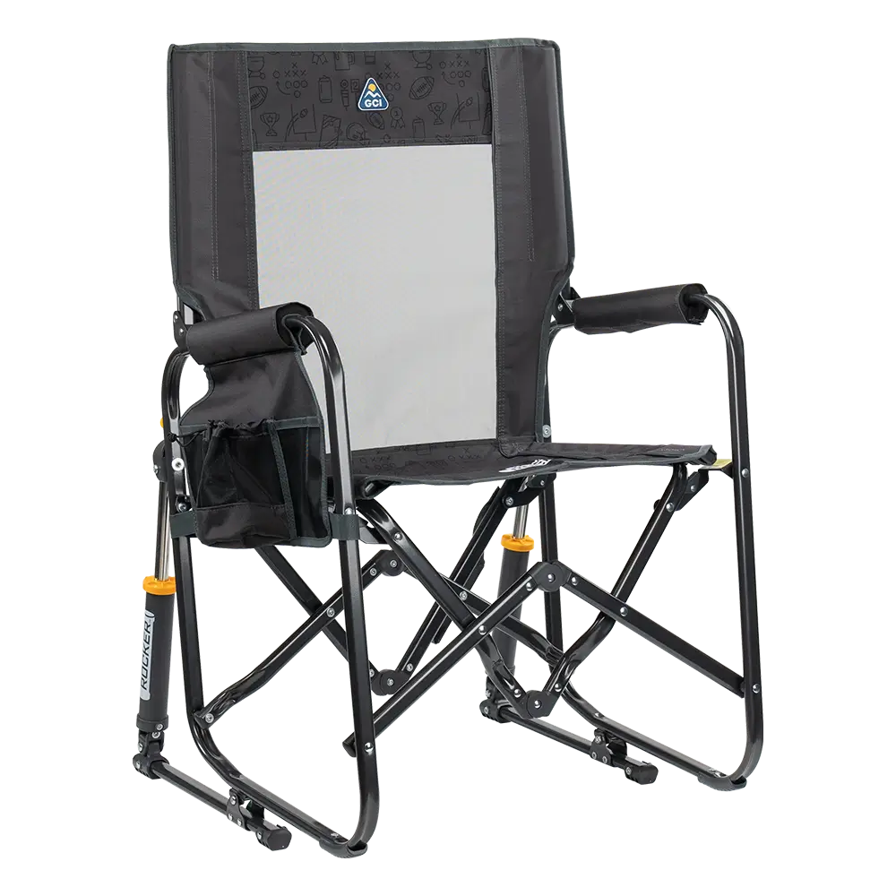 Luxury Camp Stowaway Rocker - Choice 794 - Freestyle Rocker Portable Outdoor Folding Chair - Tailgater Dark Charcoal